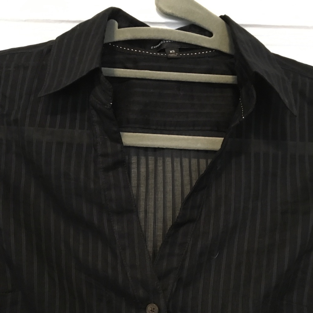 Black Sheer Express Button Down- Size XS, EUC - Picture 3 of 8
